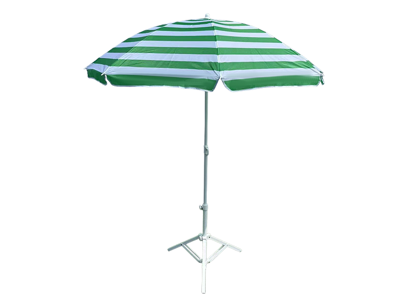 1,6 meter grønn og hvit stripete solbeskyttende strandparaply